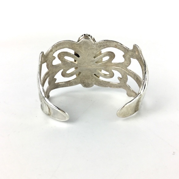 Sterling Silver Navajo Turquoise Signed Cuff Bracelet by Don Fran